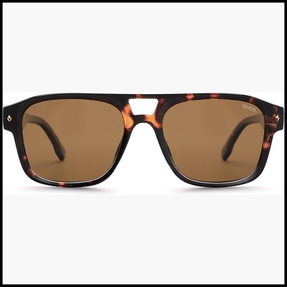 Retro Square Polarized Aviator Sunglasses with UV400 Protection main image 4